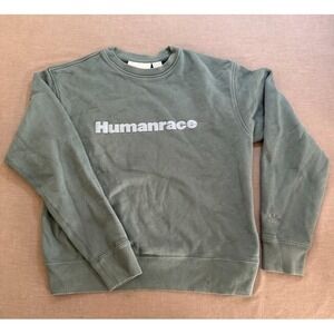 Adidas Humanrace Sweatshirt Adult Small Green Logo Fleece Heavy‎ Long Sleeve.